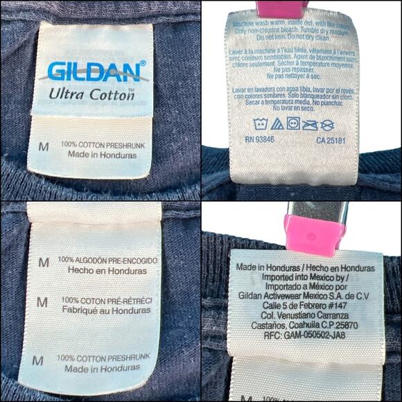 Gildan Long Sleeve Newnan Cougars Tee Shirt Top Sze Medium Dark Blue 100% Cotton - Picture 7 of 11